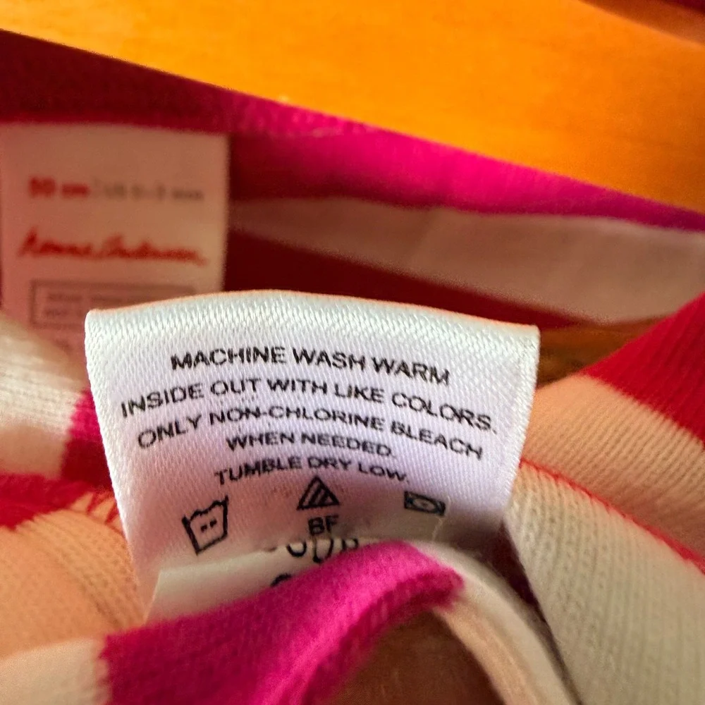 Hanna Andersson Sleeper Baby 0-3 Months Pink White Striped Organic Cotton Pajama